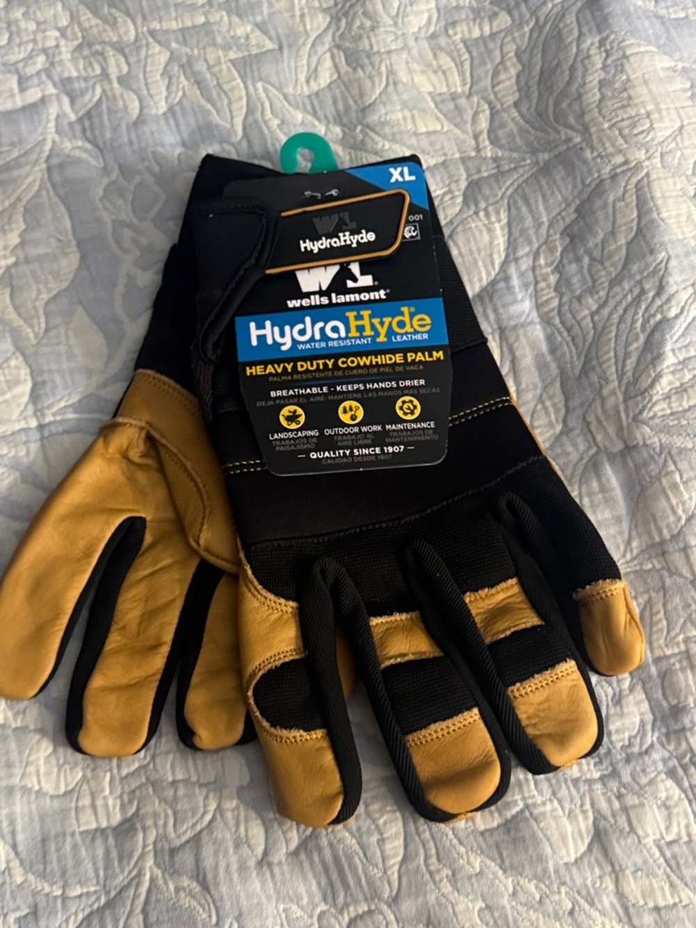Wells Lamont HydraHyde Heavy Duty Cowhide Work Gloves - Black & Tan